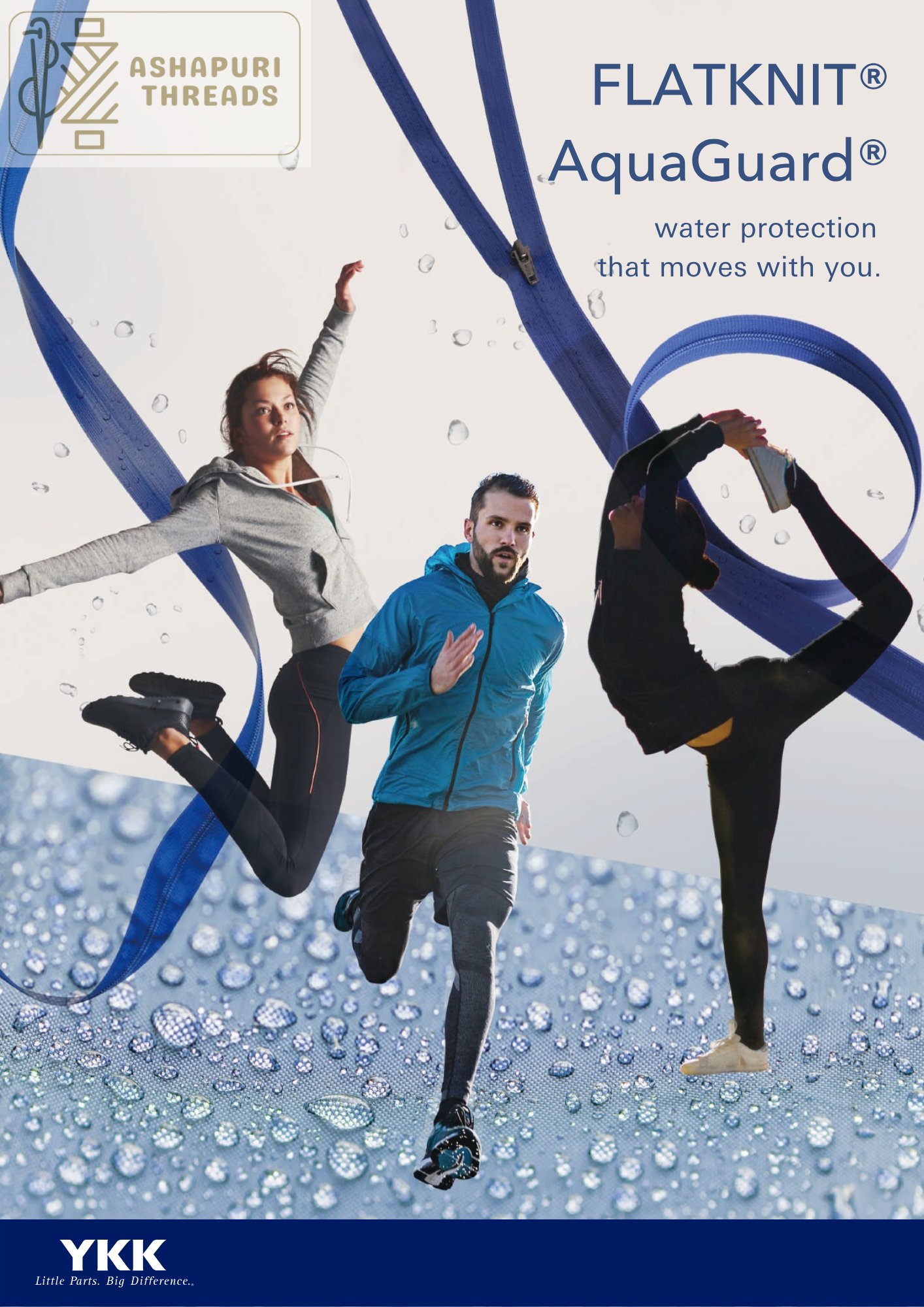 FLATKNIT® AquaGuard® – Lightweight Water-Repellent Zipper