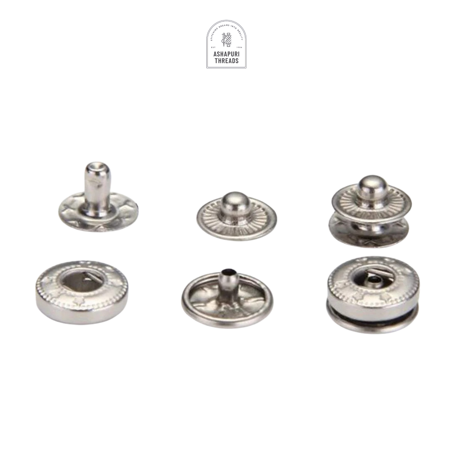 White Metal No Sewing Press Studs Snap Fastener Poppers