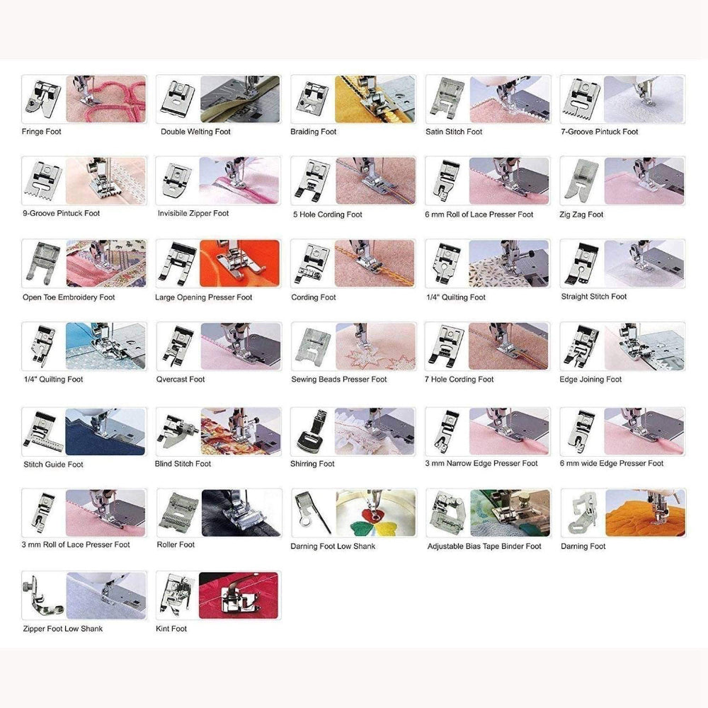 32-Piece Presser Foot Accessories Kit | Heavy-Duty Machine Feet | Universal Stitch Compatibility