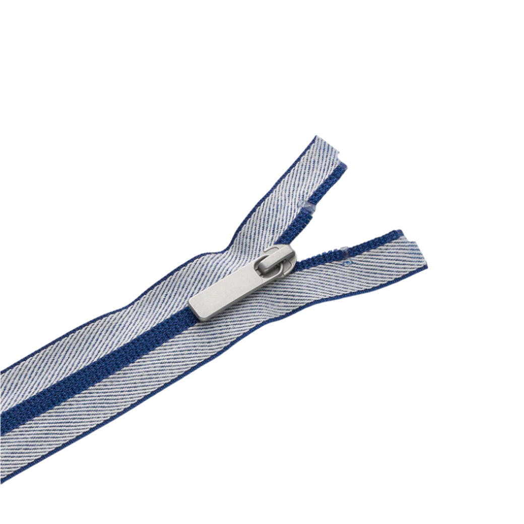Denim Look Designed Tape Zipper – Soft Woven Finish
