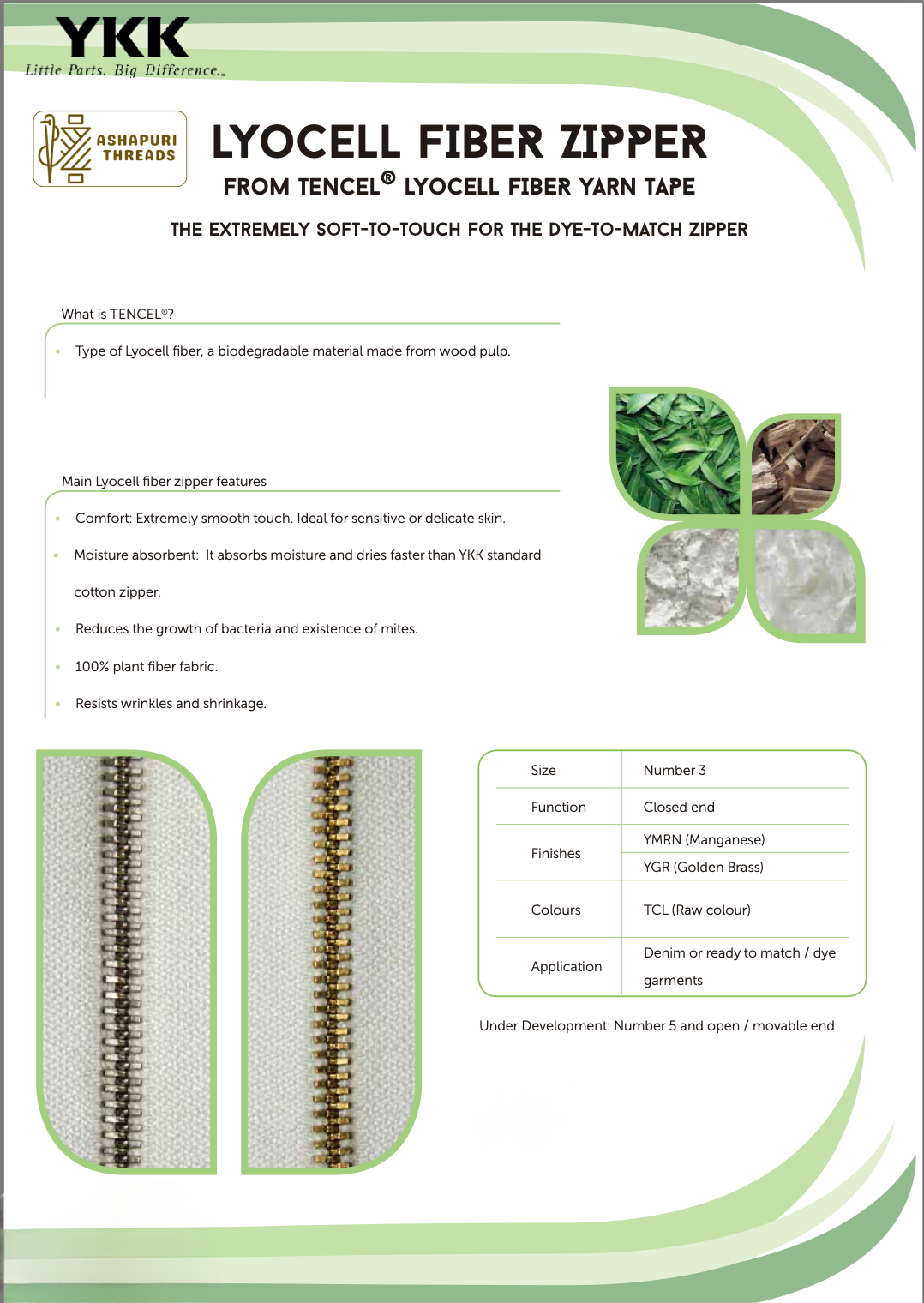 TENCEL™ Lyocell Yarn Tape Zipper