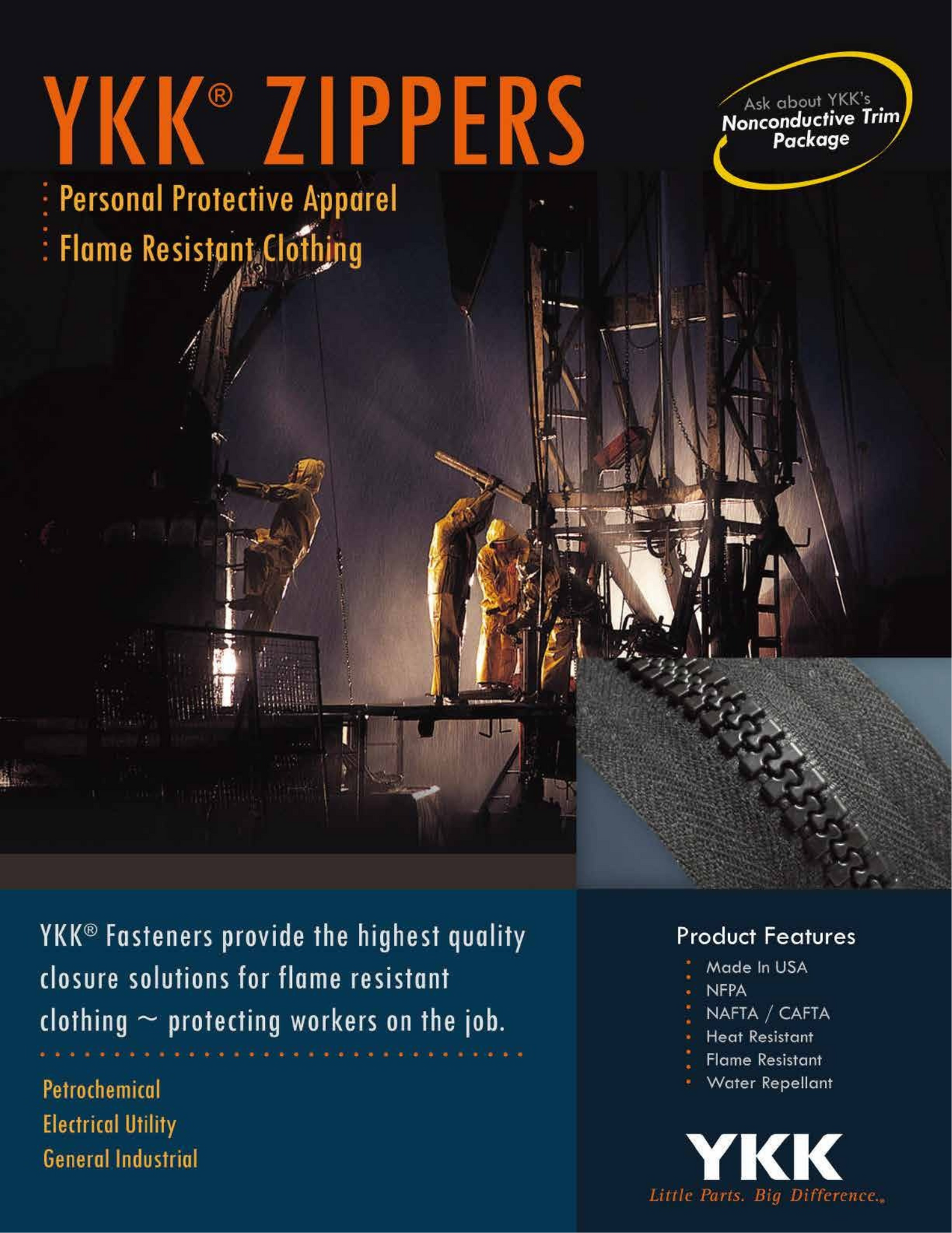 Flame and Heat Retardant Zipper – Metal & VISLON® | YKK