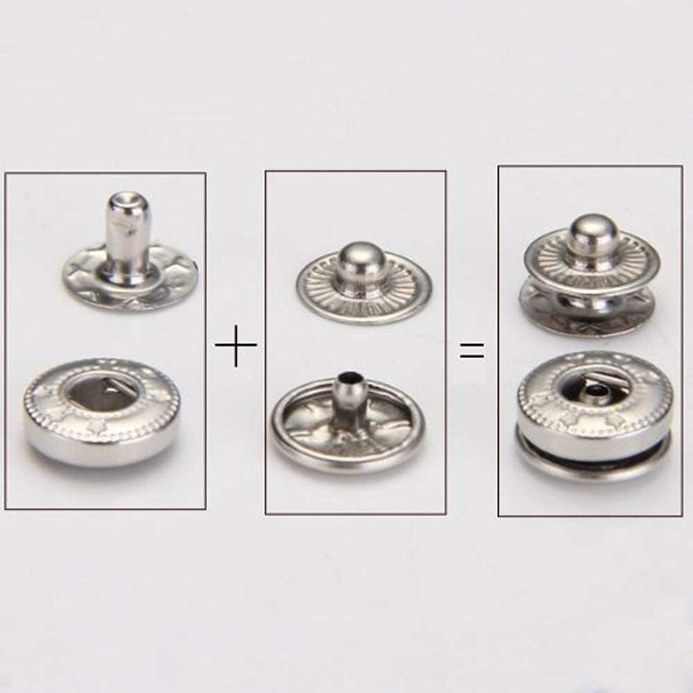 White Metal No Sewing Press Studs Snap Fastener Poppers