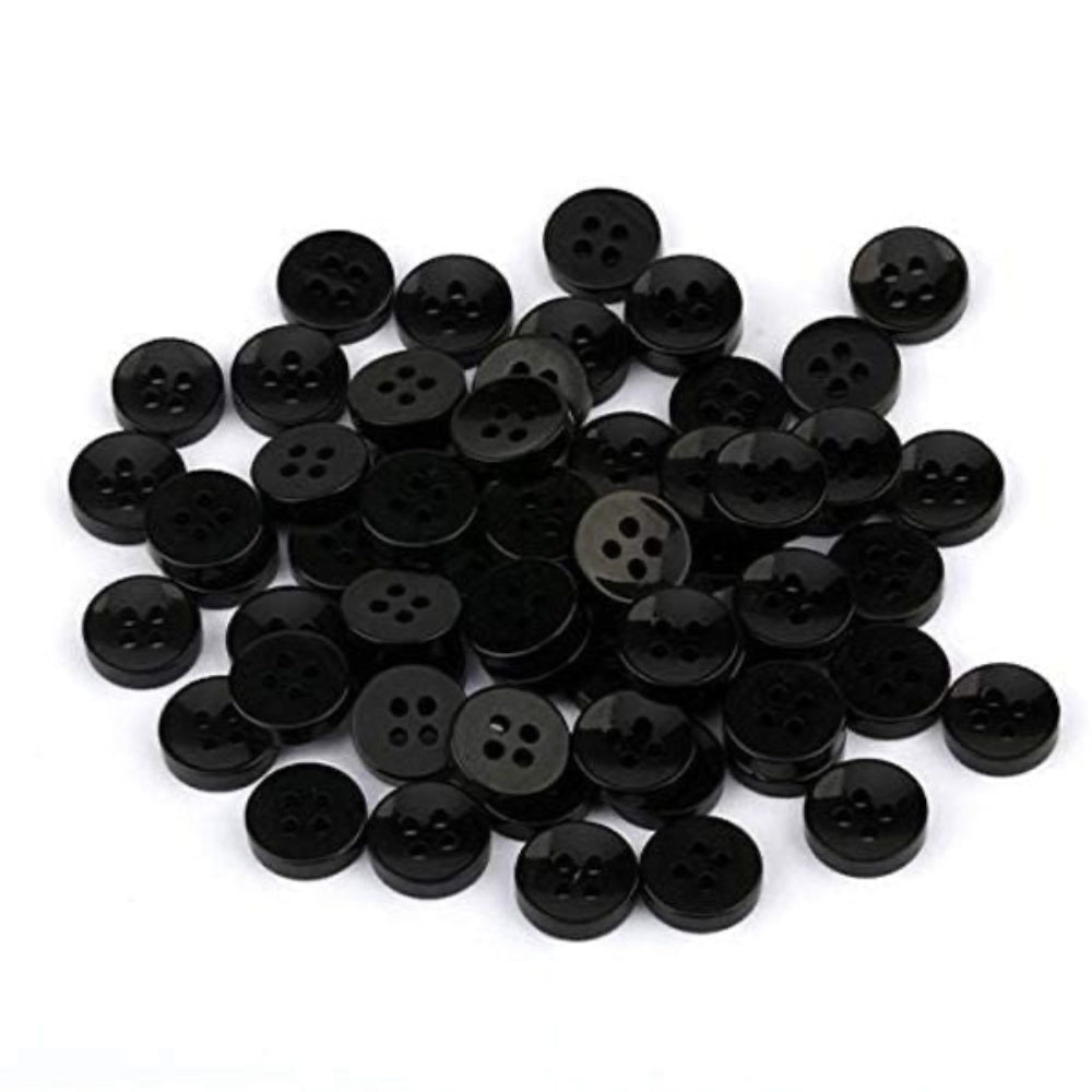 Black 4-Hole Resin Shirt Buttons – Round