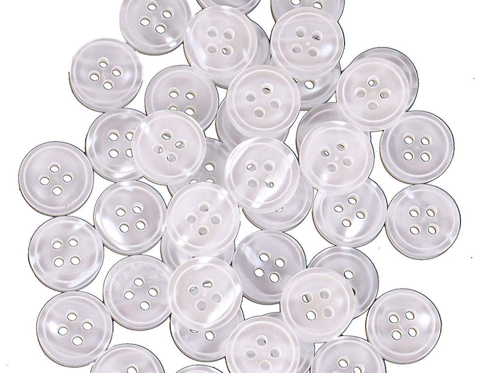 White Polyester Round Ring 4-Hole Buttons – Pack of 1 Gross