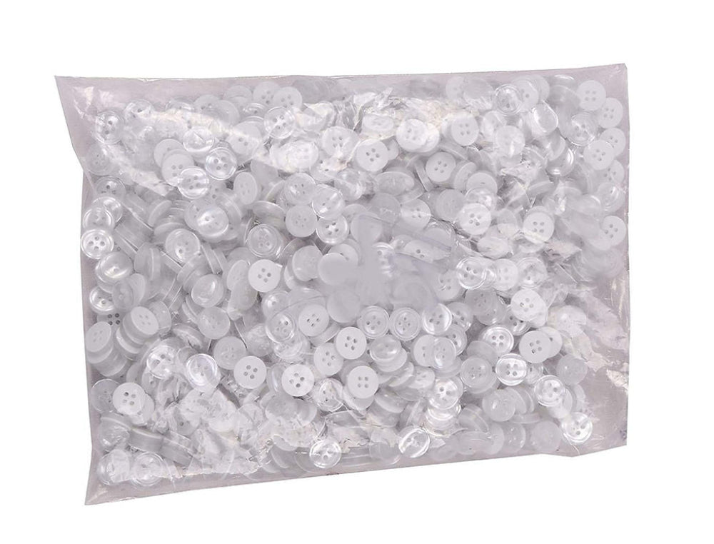 White Polyester Round Ring 4-Hole Buttons – Pack of 1 Gross