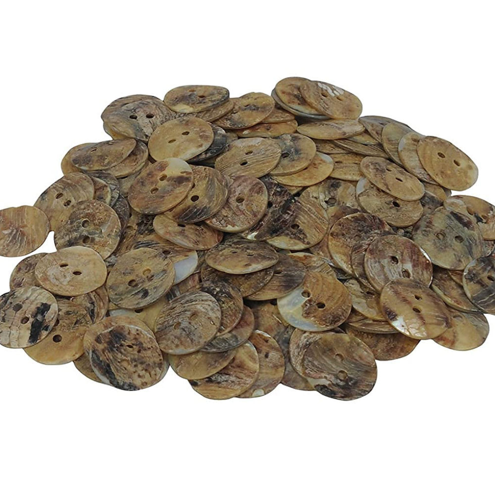 Light Brown Plastic Sea Shell Buttons – Cream Color, 2-Hole, 2cm – Pack of 1 Gross (MOQ 5 Gross)