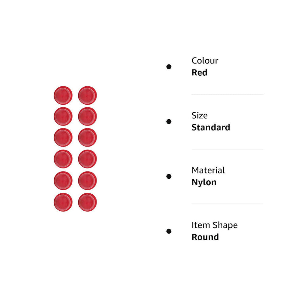 Mushroom Button Chef Coat Removable Buttons – Pack of 12 (Red / Blue / Black)