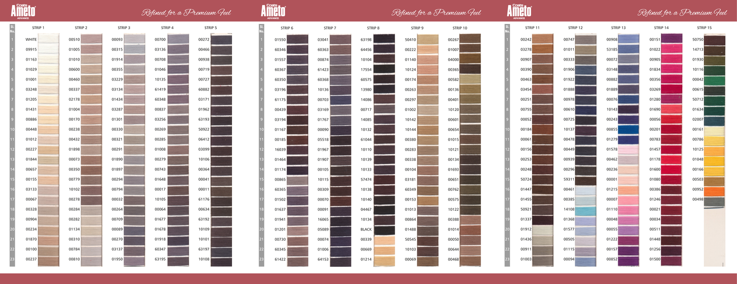 Ameto Spun Polyester Sewing Thread Set – 15 Spools | 130m Each | Ideal for Pant Stitching: