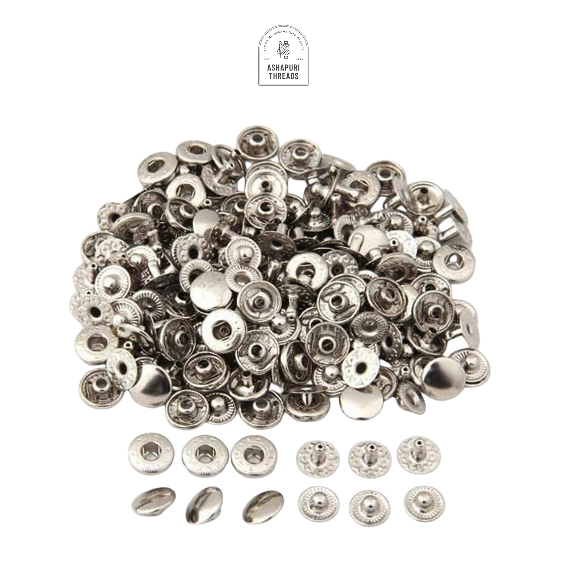 White Metal No Sewing Press Studs Snap Fastener Poppers