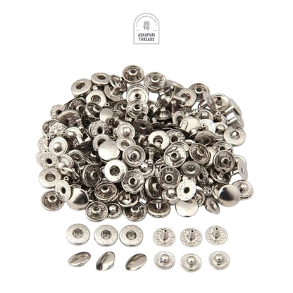 White Metal No Sewing Press Studs Snap Fastener Poppers