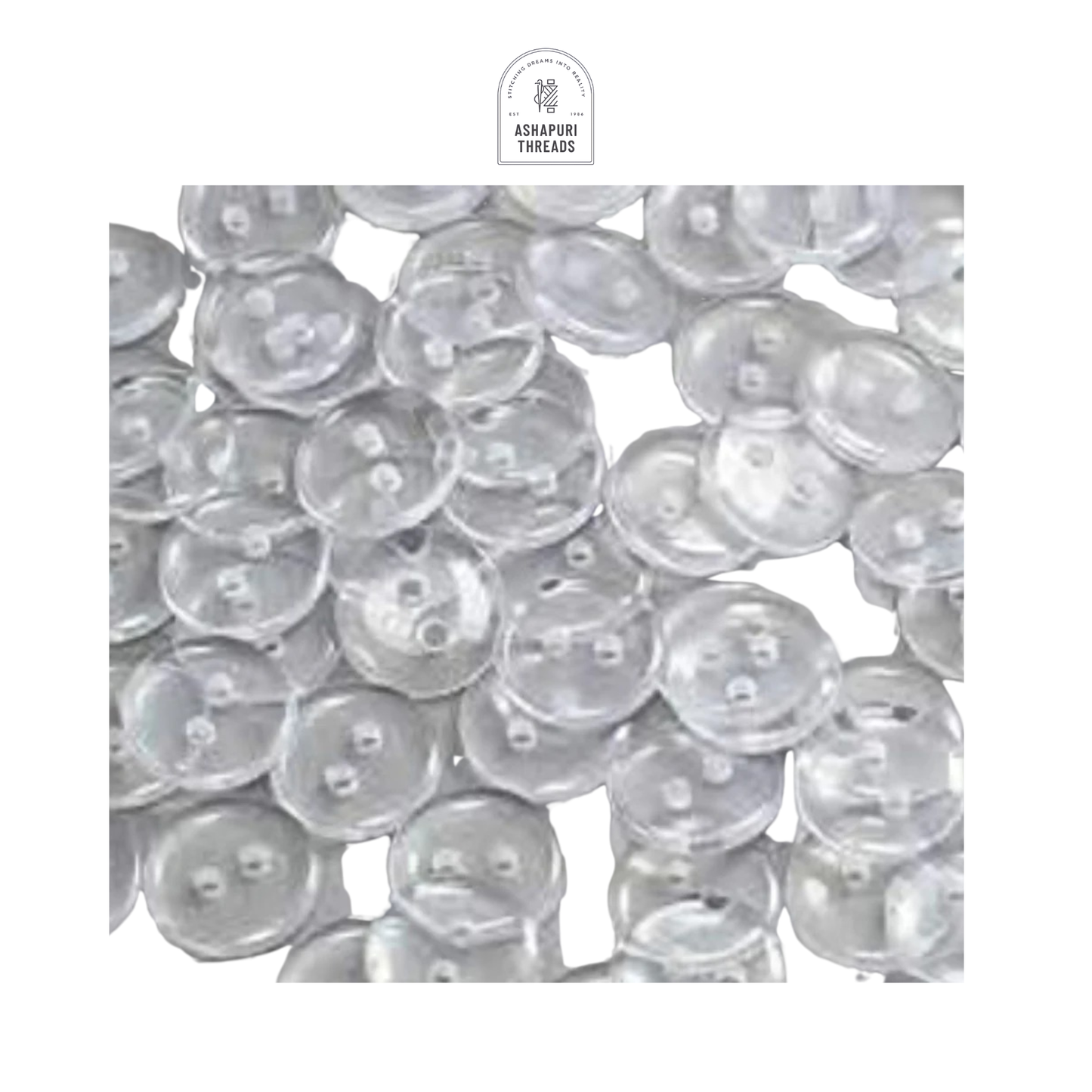 Transparent Plastic 2-Hole Buttons – Pack of 1 Gross