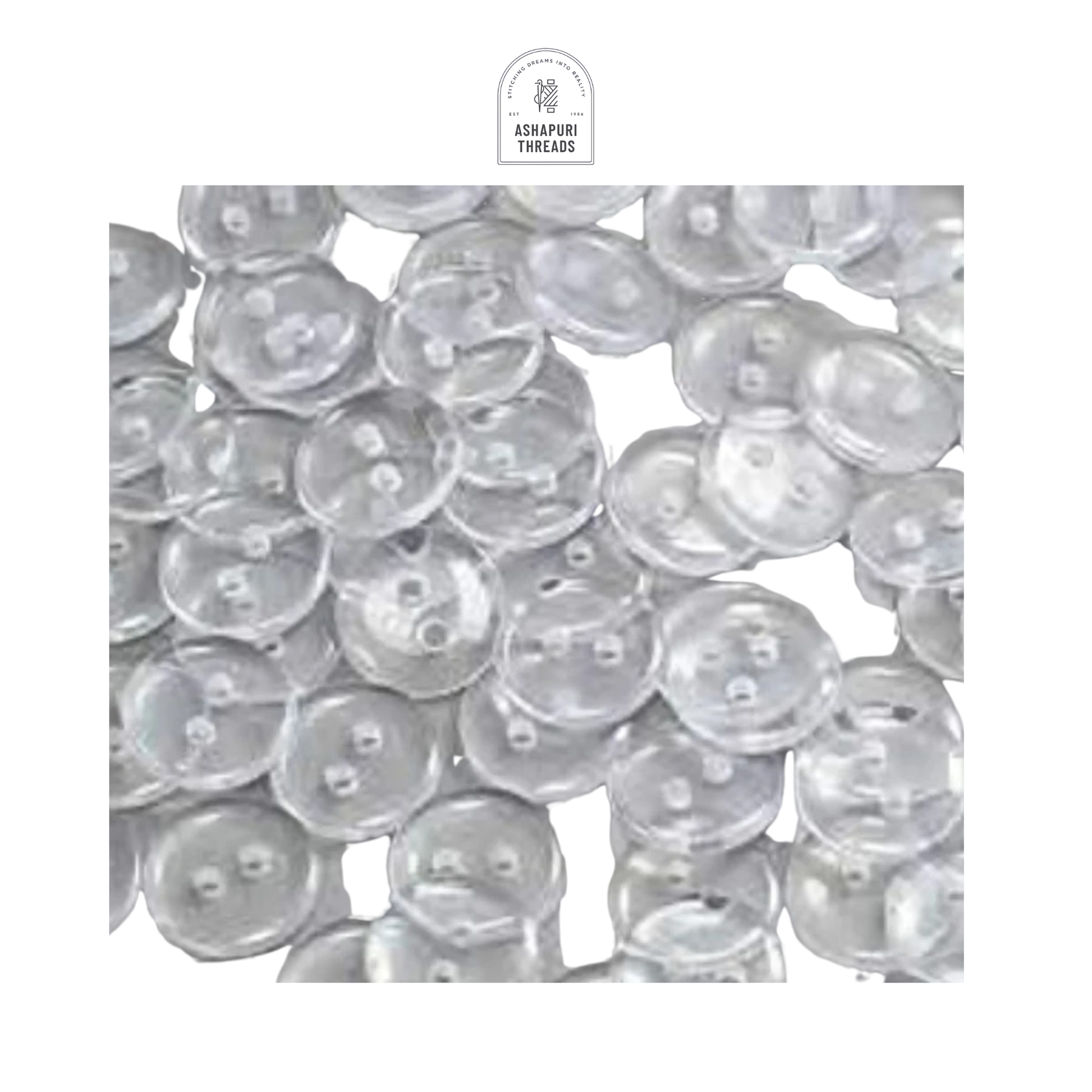 Transparent Plastic 2-Hole Buttons – Pack of 1 Gross
