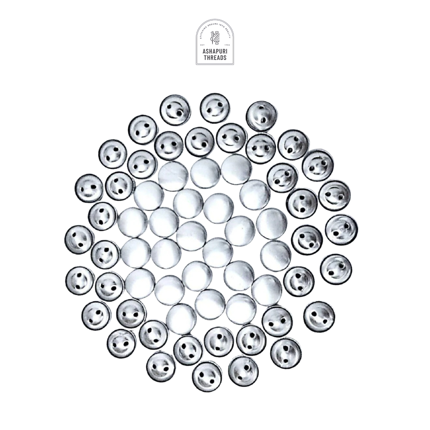 Silver Aluminium Button- Moulds for Sewing and Embroidery