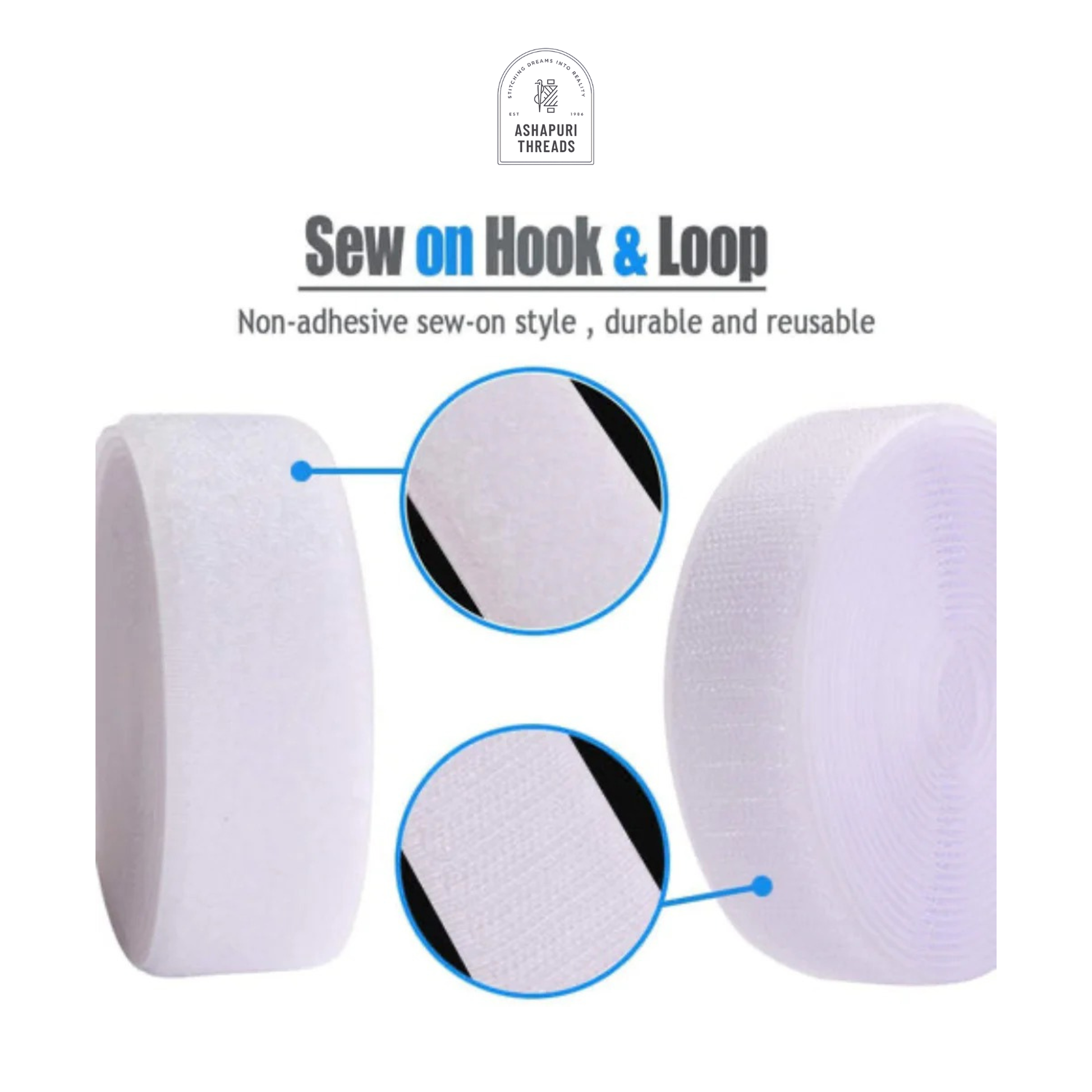 Two-Sided Hook & Loop Tape (White) – Durable Fastening Solution