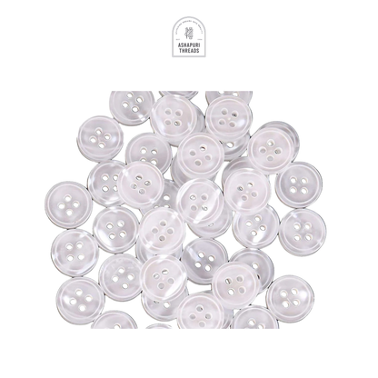 White Polyester Round Ring 4-Hole Buttons – Pack of 1 Gross