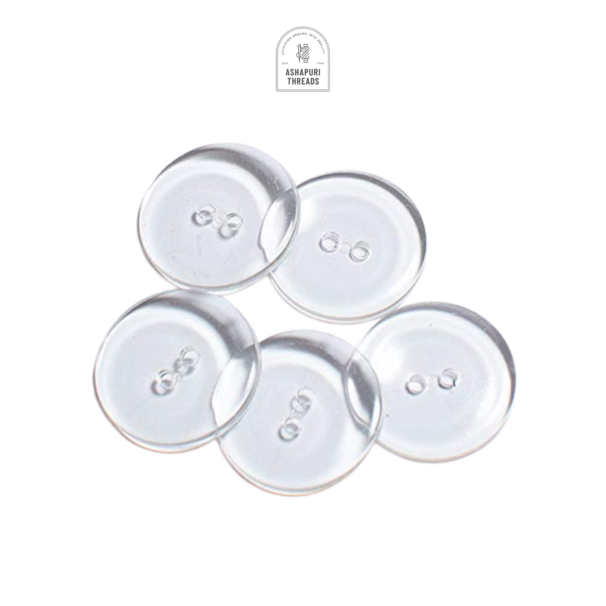 Transparent Plastic 2-Hole Buttons – Pack of 1 Gross