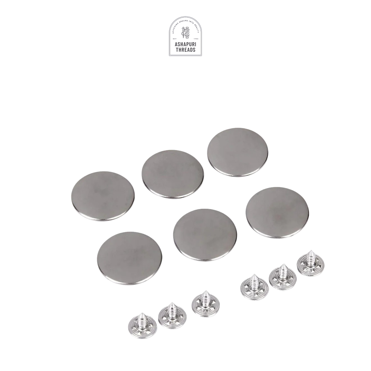 Silver Stainless Steel Jeans Metal Button (Pack of 60)