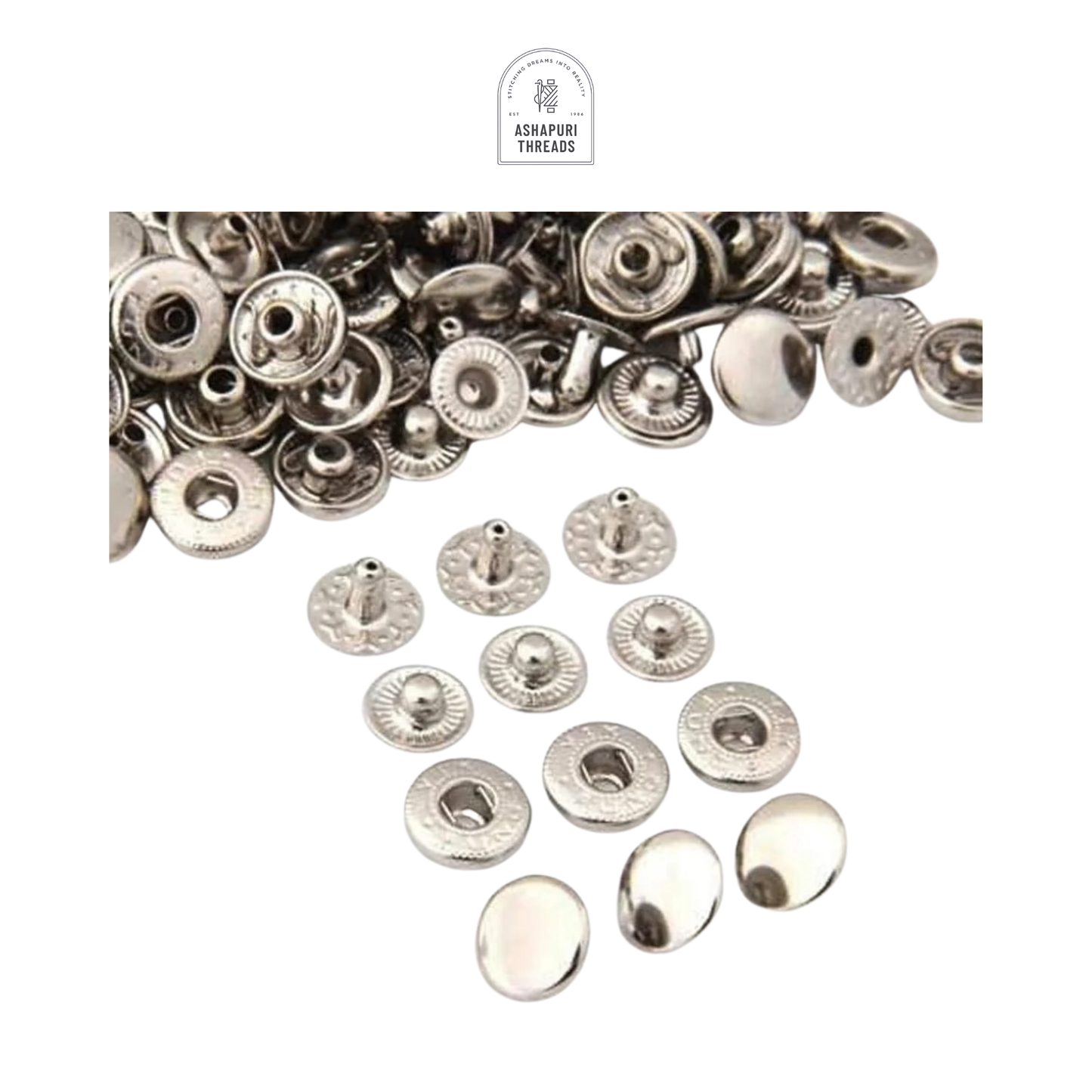 White Metal No Sewing Press Studs Snap Fastener Poppers