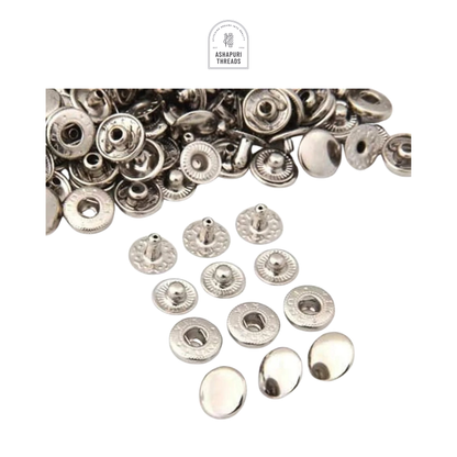 White Metal No Sewing Press Studs Snap Fastener Poppers