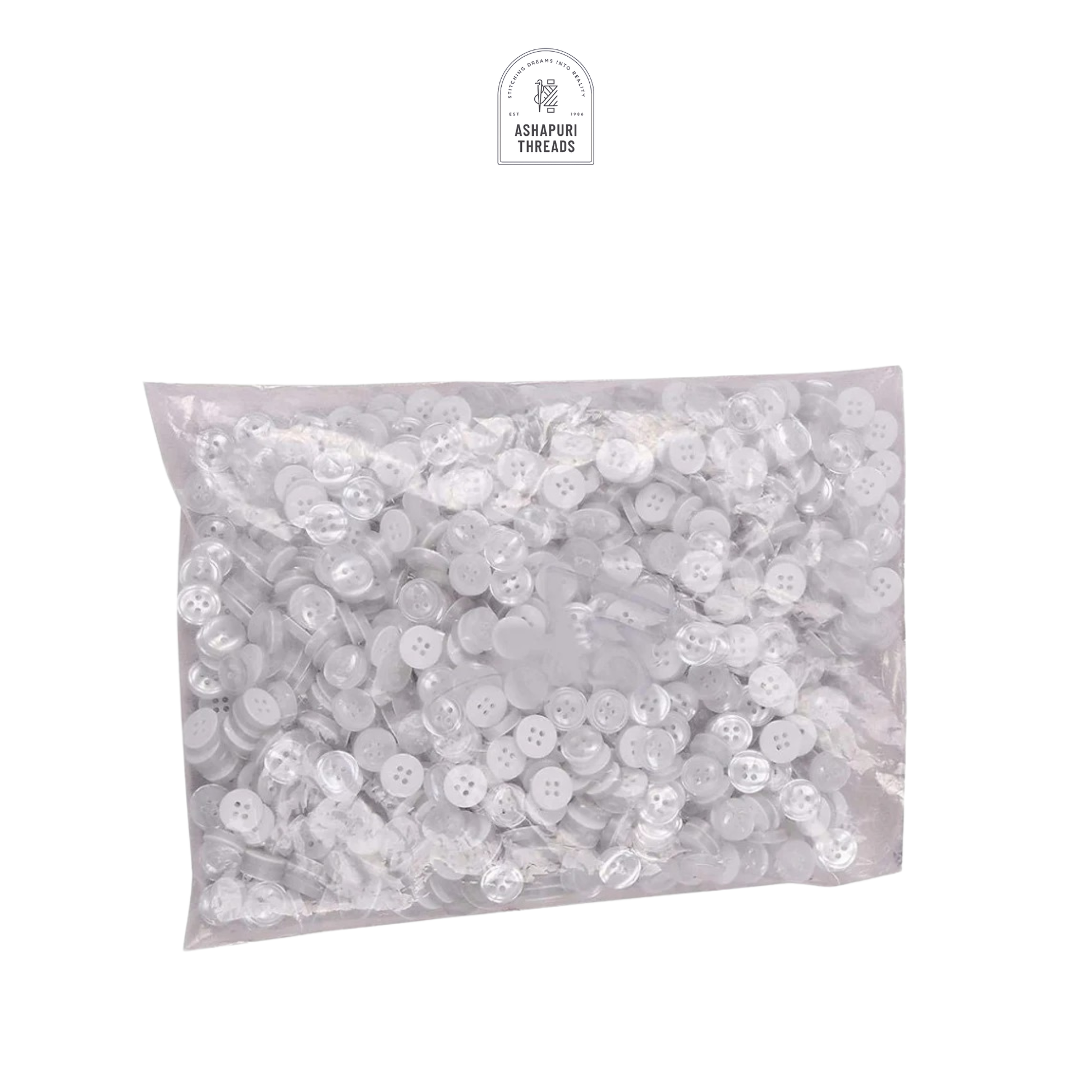 White Polyester Round Ring 4-Hole Buttons – Pack of 1 Gross