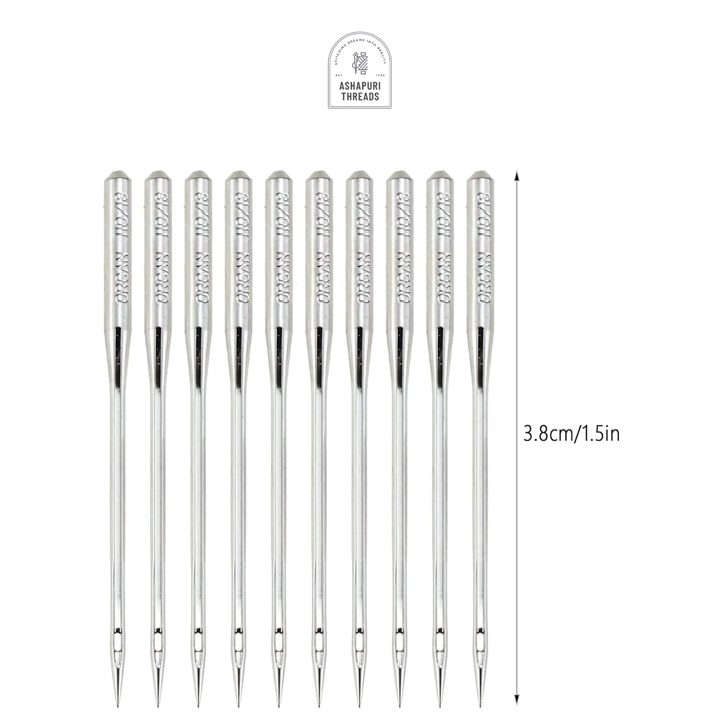 Organ Sewing Machine Needles – Size 16 (HAx1-16/100) – Set of 5 | Flat Shank