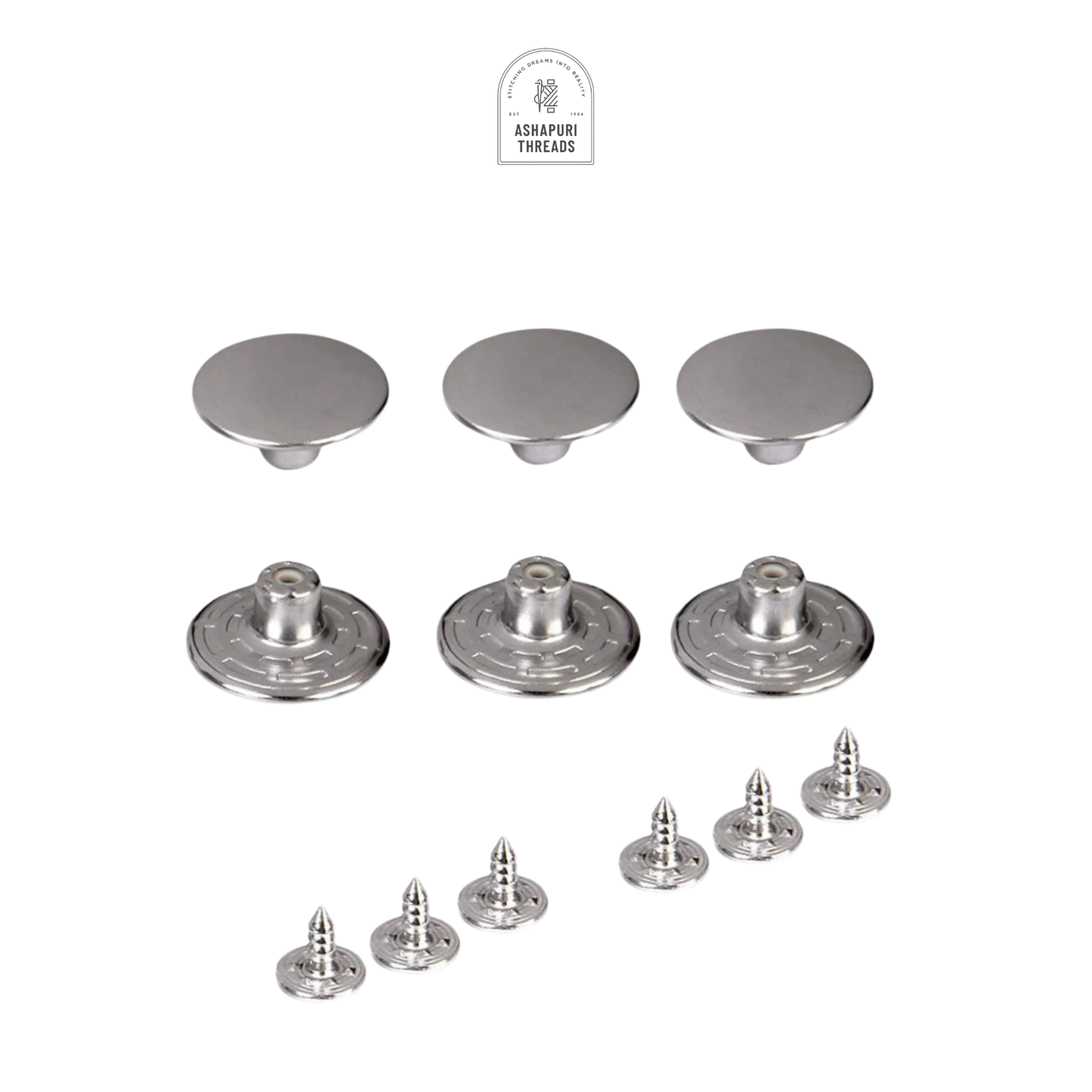 Silver Stainless Steel Jeans Metal Button (Pack of 60)
