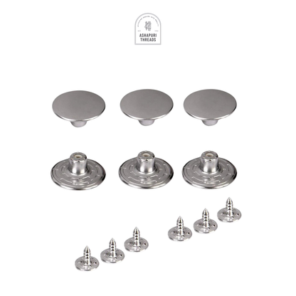 Silver Stainless Steel Jeans Metal Button (Pack of 60)