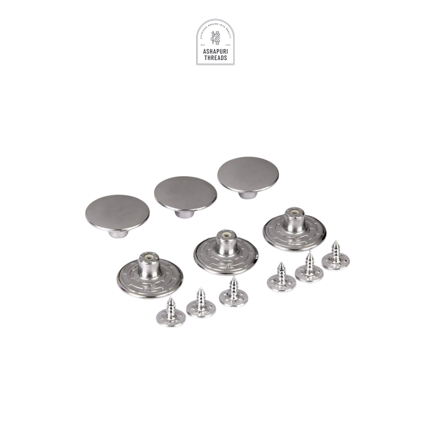 Silver Stainless Steel Jeans Metal Button (Pack of 60)
