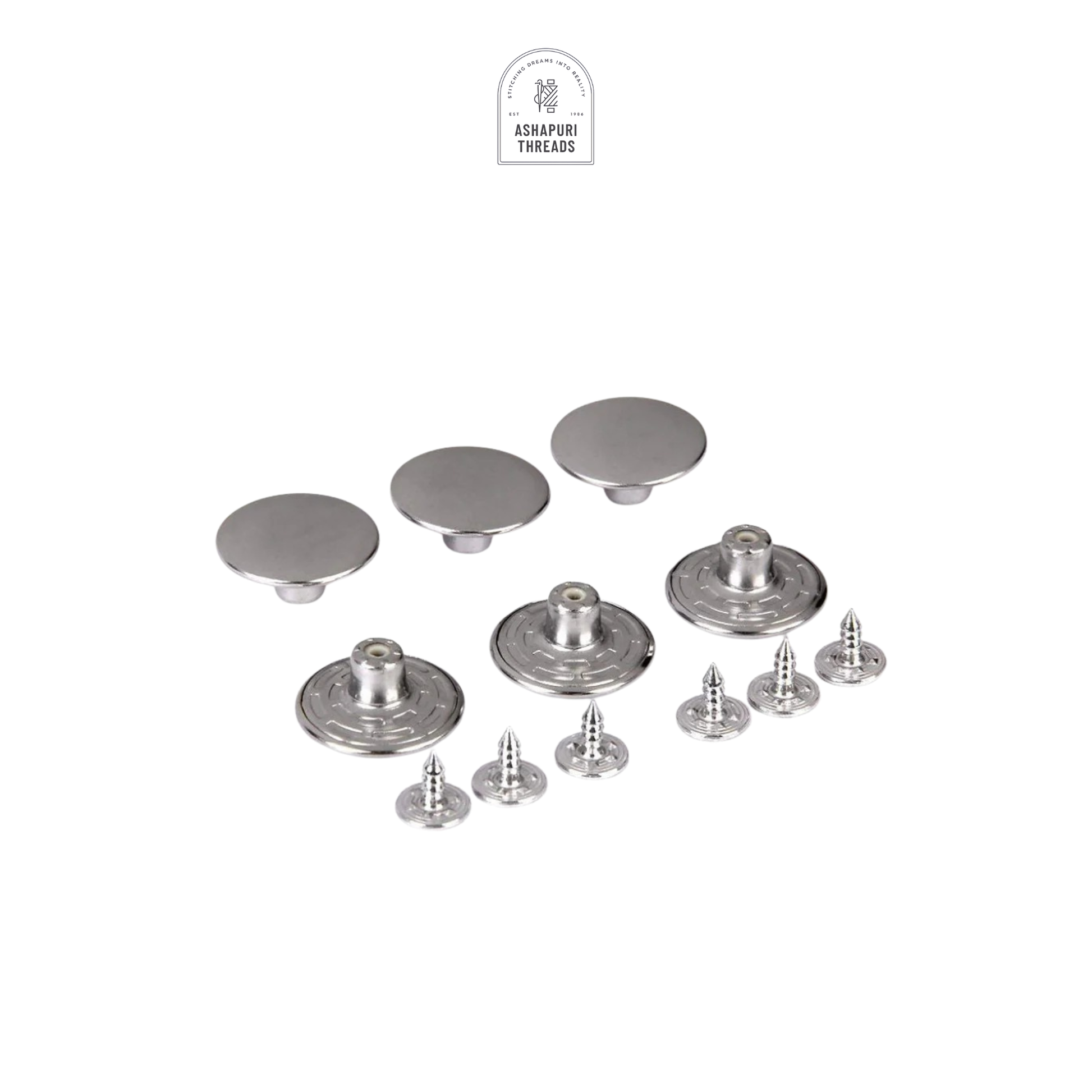 Silver Stainless Steel Jeans Metal Button (Pack of 60)