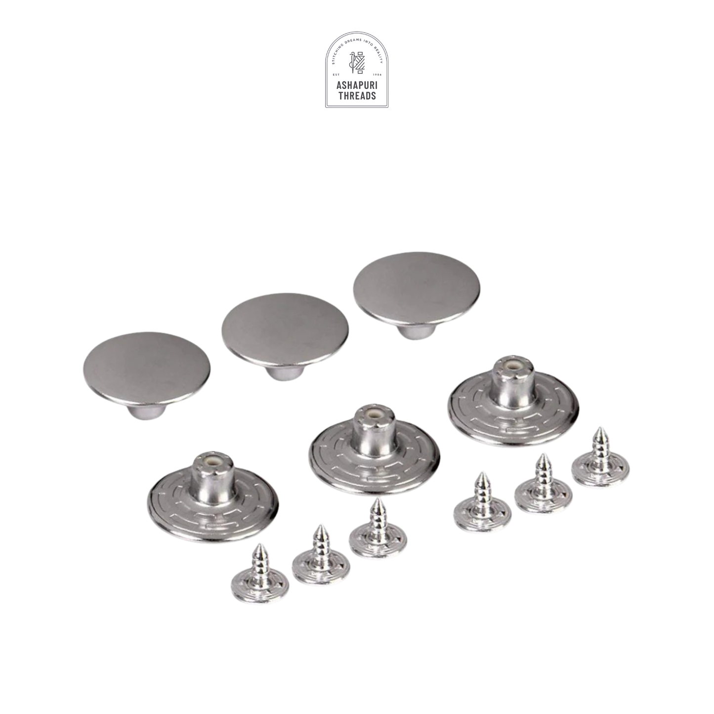 Silver Stainless Steel Jeans Metal Button (Pack of 60)