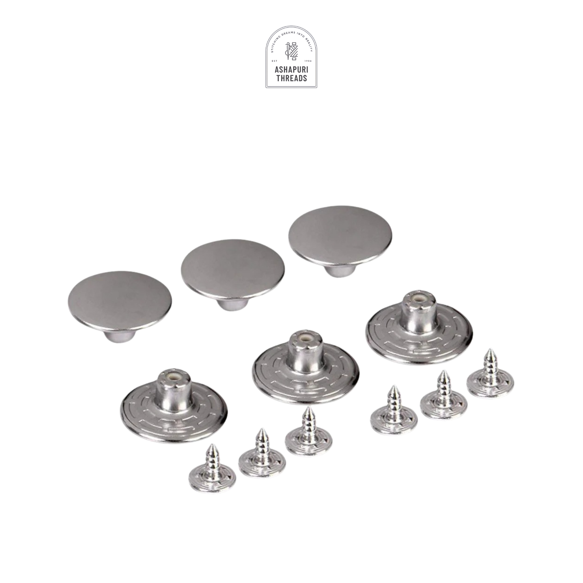 Silver Stainless Steel Jeans Metal Button (Pack of 60)