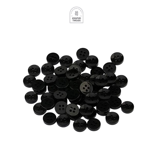Black 4-Hole Resin Shirt Buttons – Round