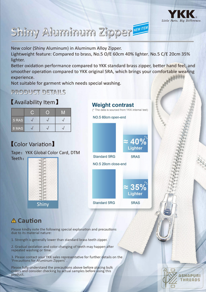 Shiny Aluminum Zipper