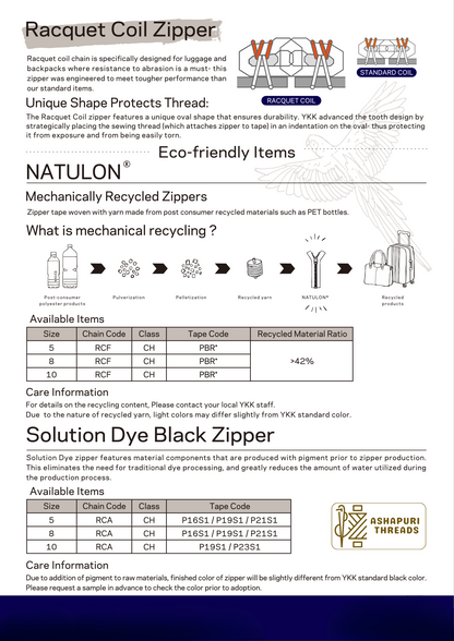 Racquet Coil Zipper