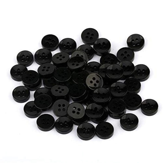 Black 4-Hole Resin Shirt Buttons – Round