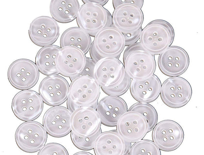 White Polyester Round Ring 4-Hole Buttons – Pack of 1 Gross