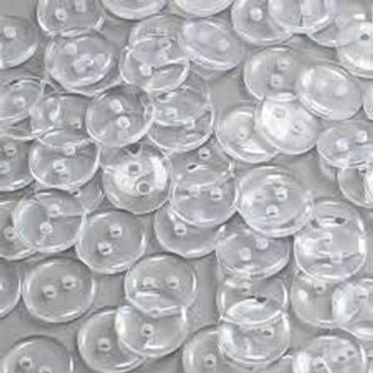 Transparent Plastic 2-Hole Buttons – Pack of 1 Gross