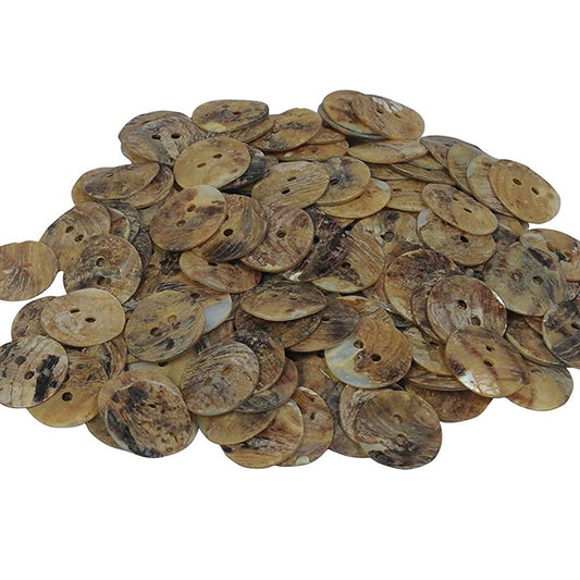 Light Brown Plastic Sea Shell Buttons – Cream Color, 2-Hole, 2cm – Pack of 1 Gross (MOQ 5 Gross)